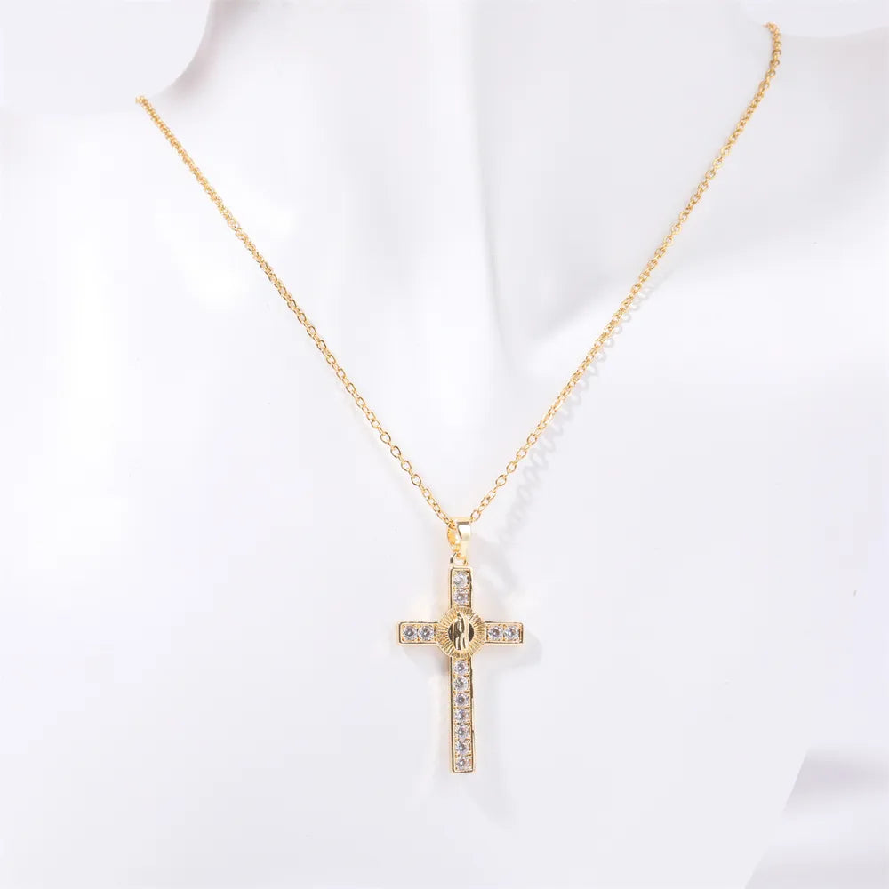 Stainless Steel Inlaid Zircon Cross Necklace - Treasured Gift's & More