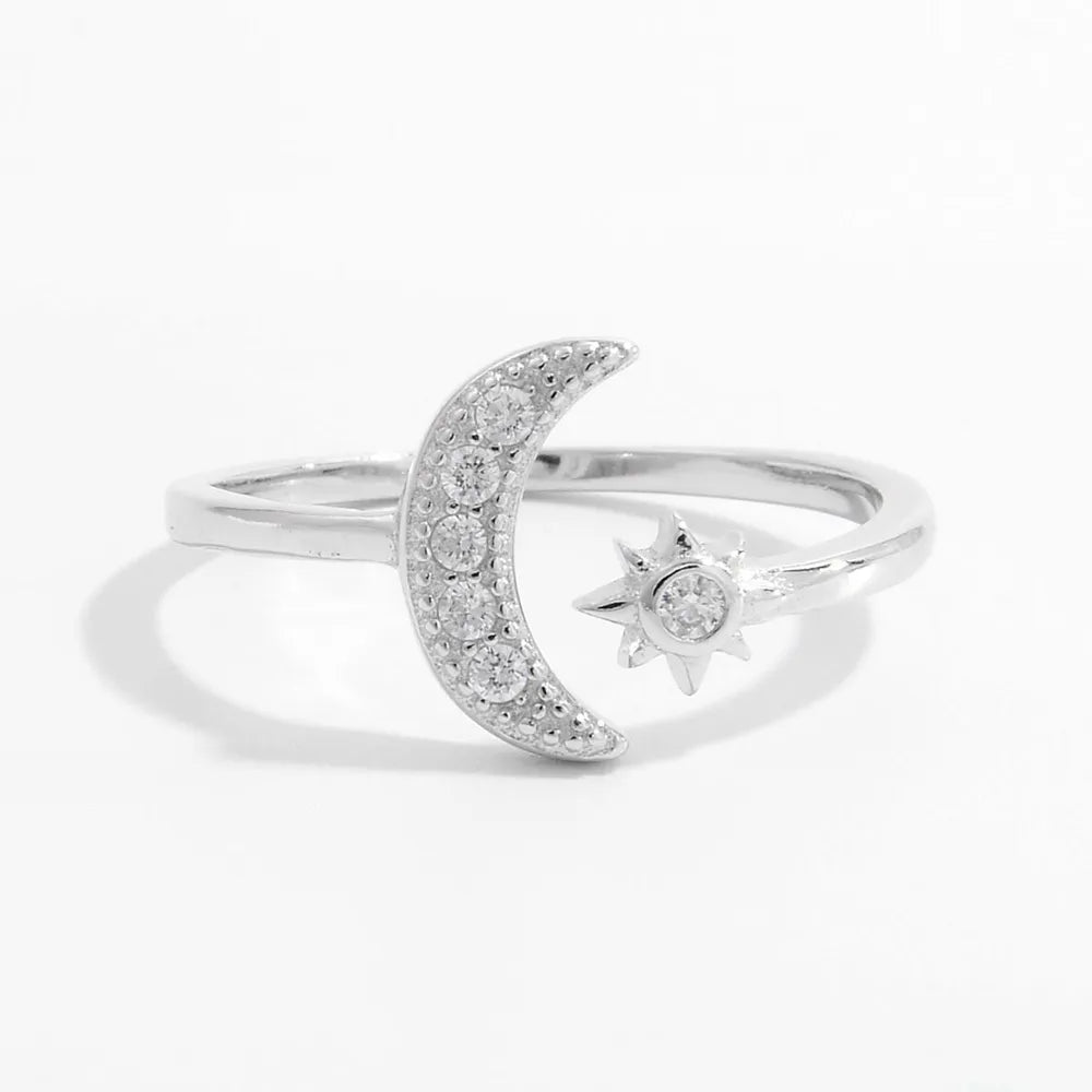 925 Sterling Silver Moon Open Ring - Treasured Gift's & More