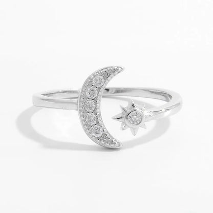 925 Sterling Silver Moon Open Ring - Treasured Gift's & More
