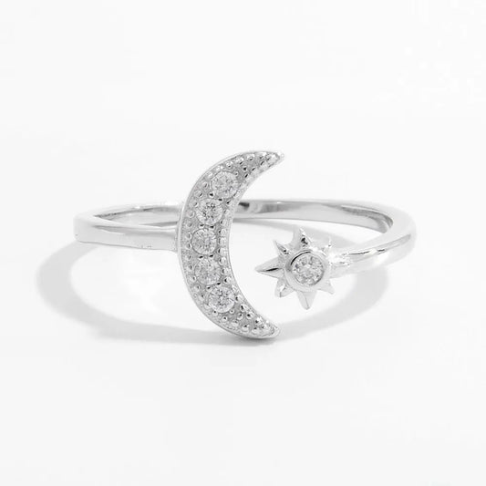 925 Sterling Silver Moon Open Ring - Treasured Gift's & More