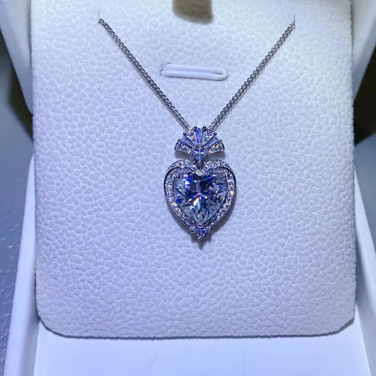 3 Carat Moissanite 925 Sterling Silver Heart Pendant Necklace - Treasured Gift's & More