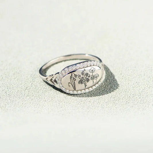 Flower Epoxy Gum Oil Inlaid Zircon Ring - Treasured Gift's & More