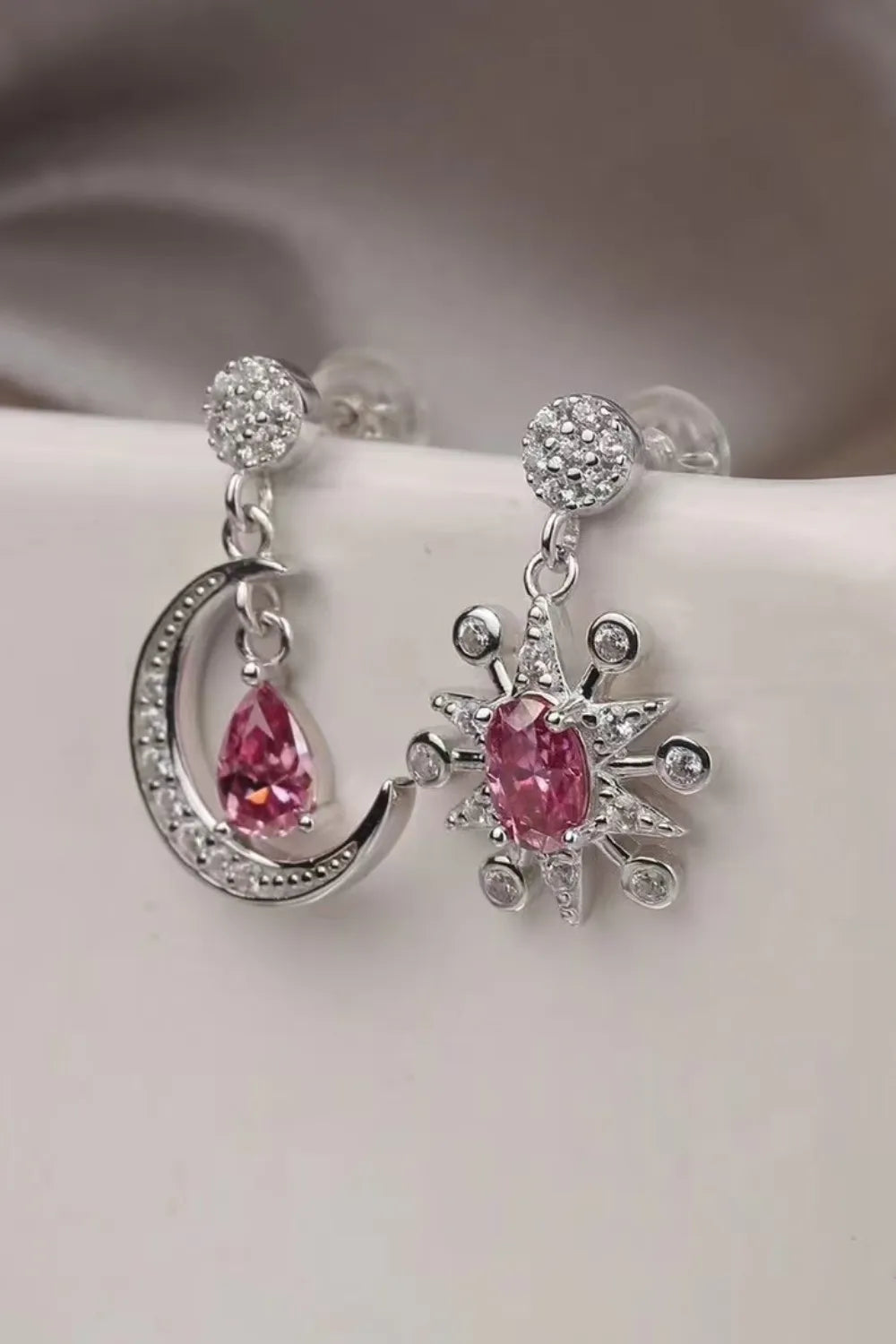 1 Carat Moissanite 925 Sterling Silver Moon & Star Earrings - Treasured Gift's & More