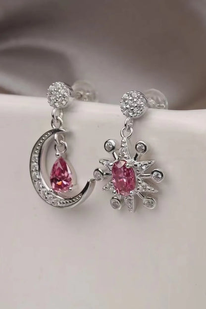 1 Carat Moissanite 925 Sterling Silver Moon & Star Earrings - Treasured Gift's & More