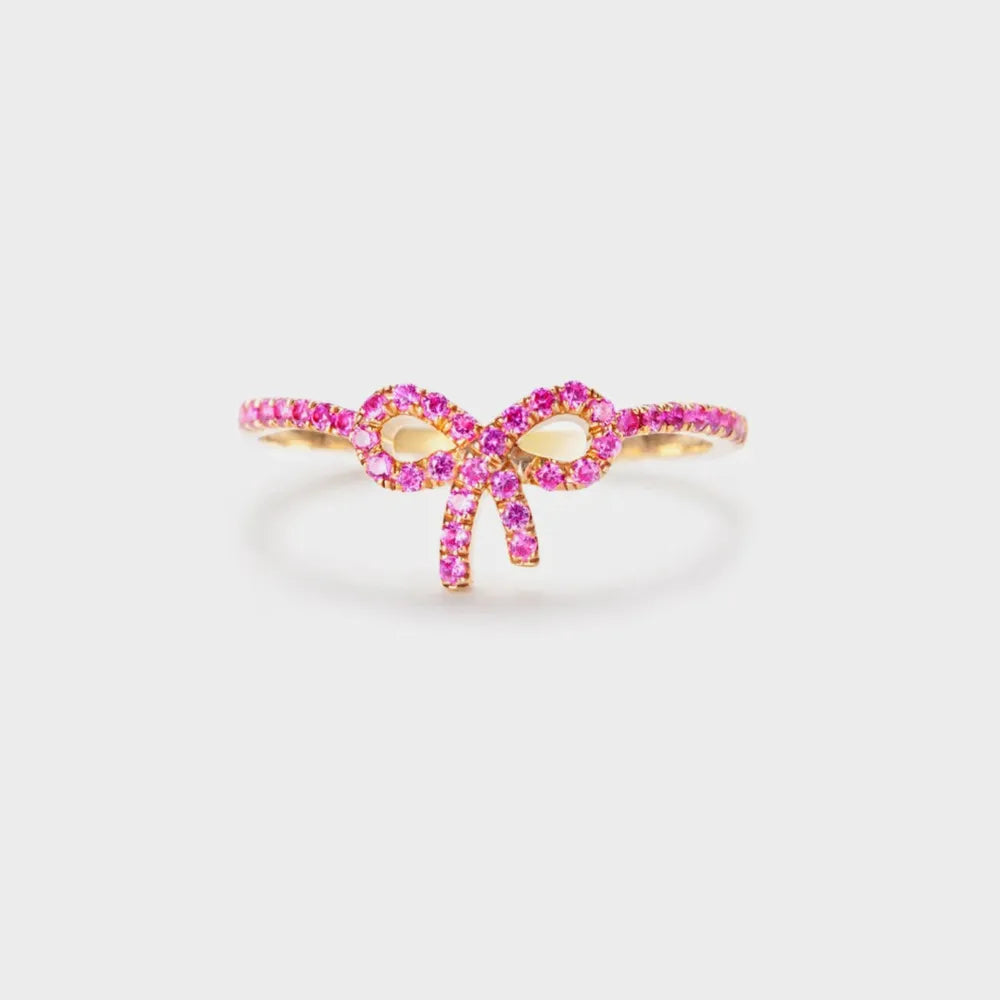 925 Sterling Silver Inlaid Zircon Bow Ring - Treasured Gift's & More