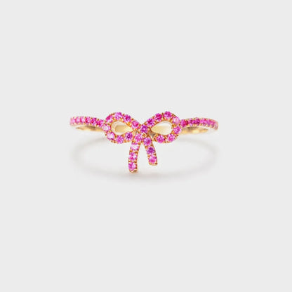 925 Sterling Silver Inlaid Zircon Bow Ring - Treasured Gift's & More