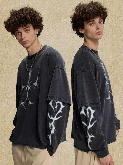 Men's Round Neck Long Sleeve Oversized T-Shirt - Treasured Gift's & More