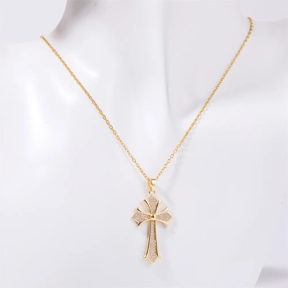 Stainless Steel Inlaid Zircon Cross Necklace - Treasured Gift's & More