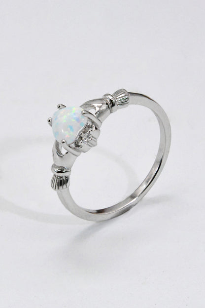 925 Sterling Silver Heart Opal Ring - Treasured Gift's & More
