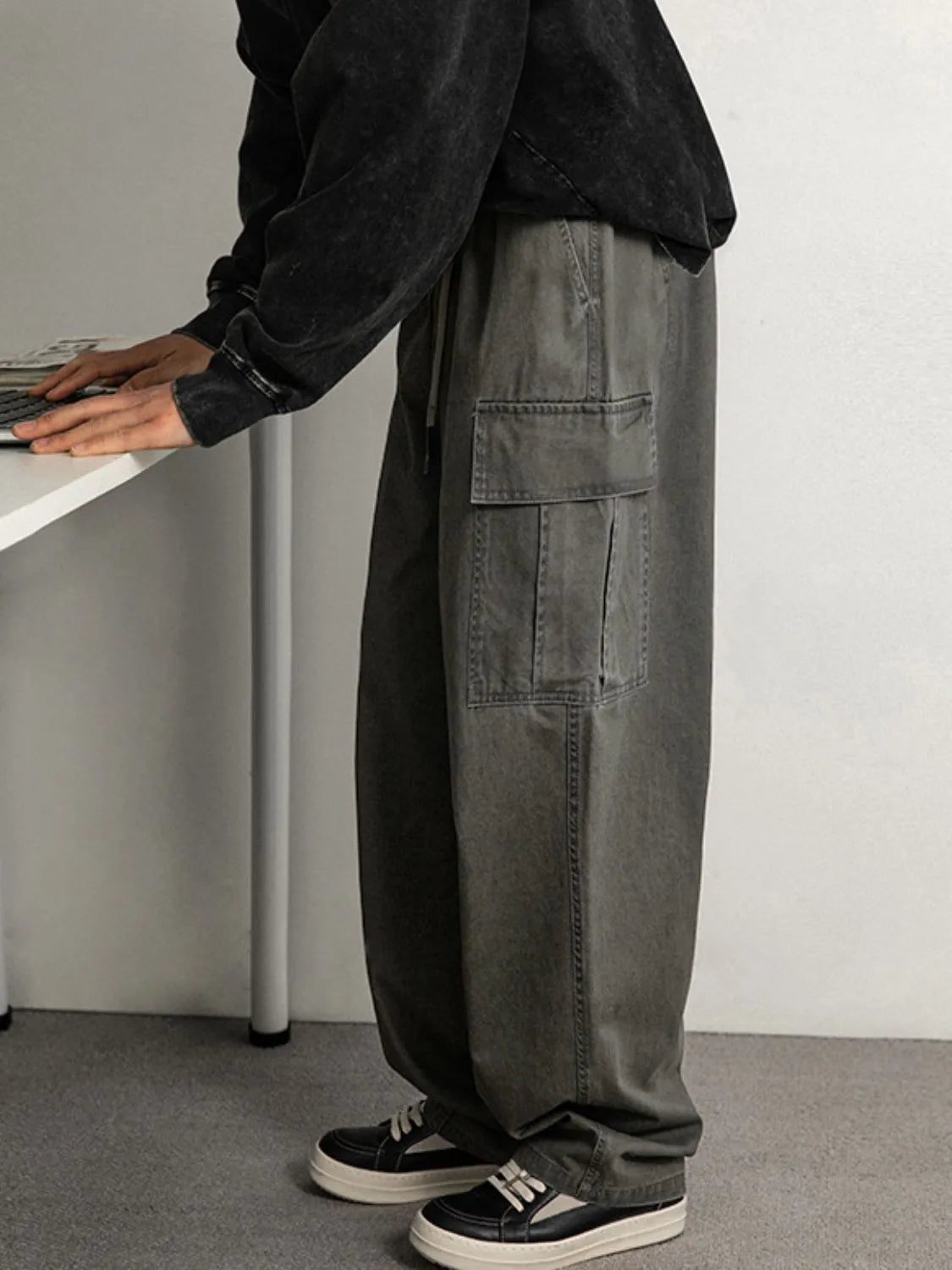 Men's Plus Size Drawstring Pants with Cargo Pockets - Treasured Gift's & More