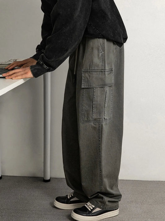 Men's Plus Size Drawstring Pants with Cargo Pockets - Treasured Gift's & More