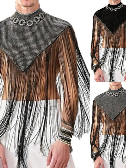 Men's Full Size Tassel Hem Mock Neck Cap Plus Size - Treasured Gift's & More