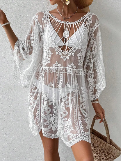 Lace Round Neck Cover-Up - Treasured Gift's & More