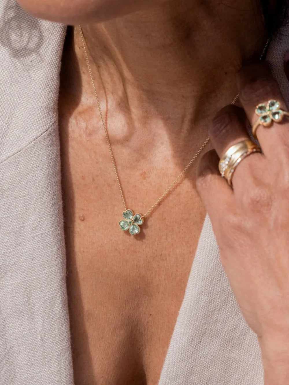 Stainless Steel Zircon Lucky Clover Pendant Necklace - Treasured Gift's & More