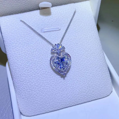 3 Carat Moissanite 925 Sterling Silver Heart Pendant Necklace - Treasured Gift's & More