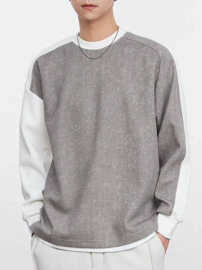 Men's Plus Size Contrast Round Neck Long Sleeve Sweatshirt - Treasured Gift's & More
