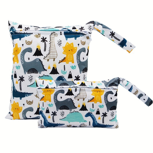 2 Pcs Durable Polyester Fiber Dinosaur Print Washable Bags