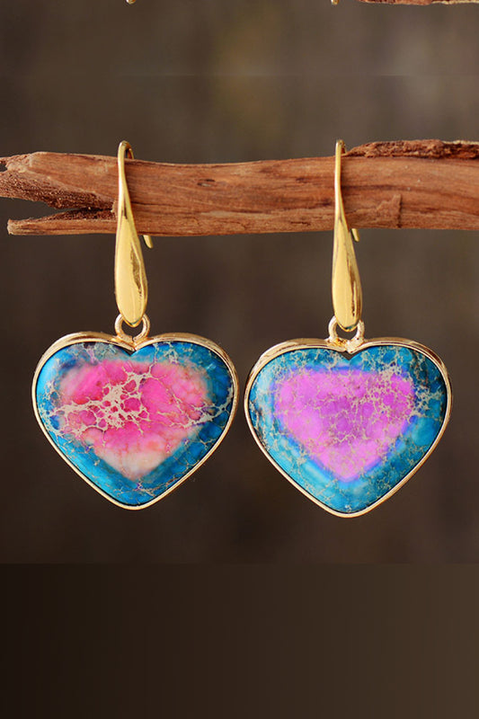 Natural Stone Heart Drop Earrings - Treasured Gift's & More