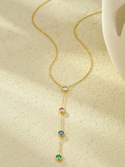 18K Gold-Plated Stainless Steel Zircon Y-Drop Necklace - Treasured Gift's & More