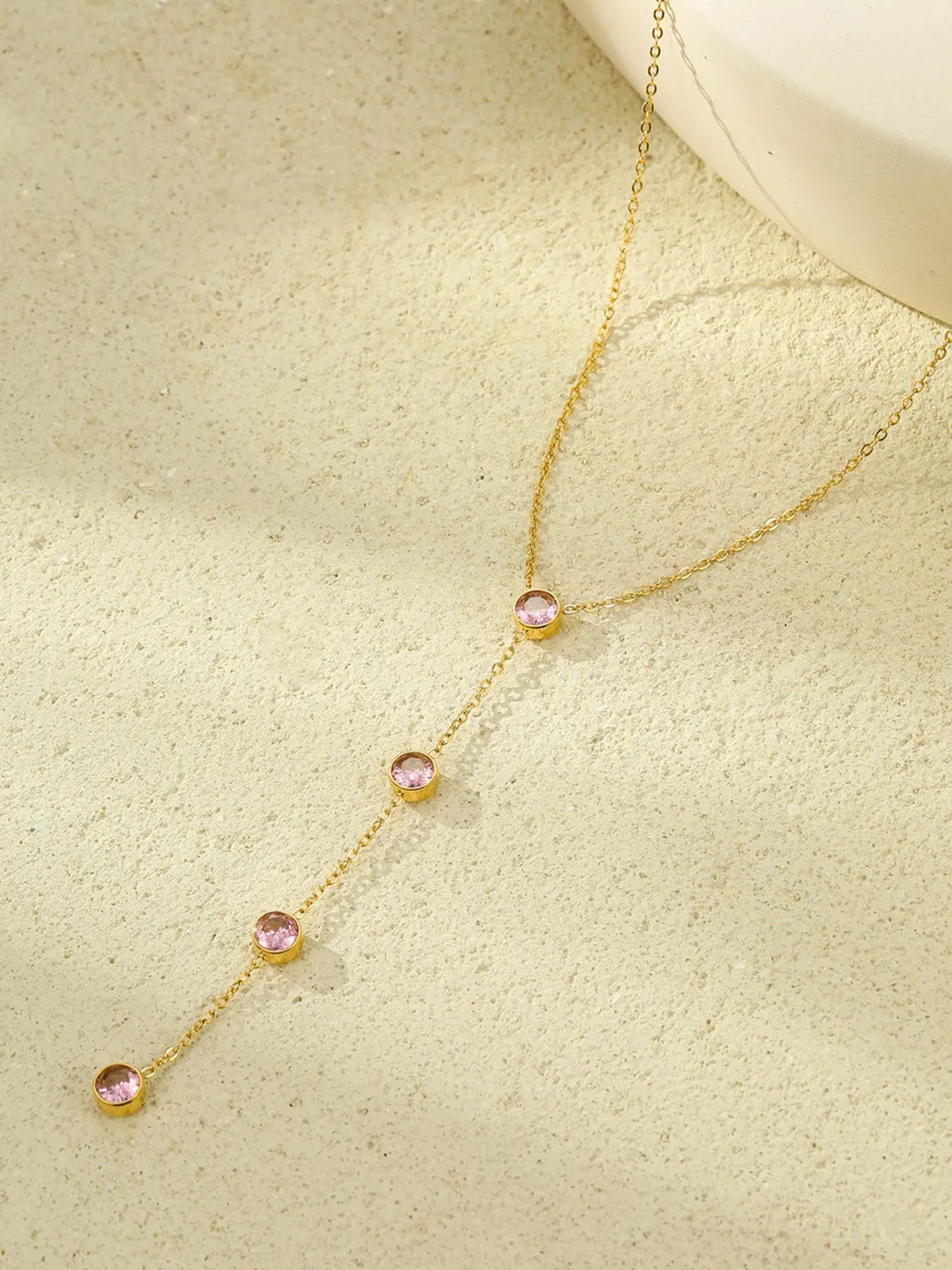 18K Gold-Plated Stainless Steel Zircon Y-Drop Necklace - Treasured Gift's & More
