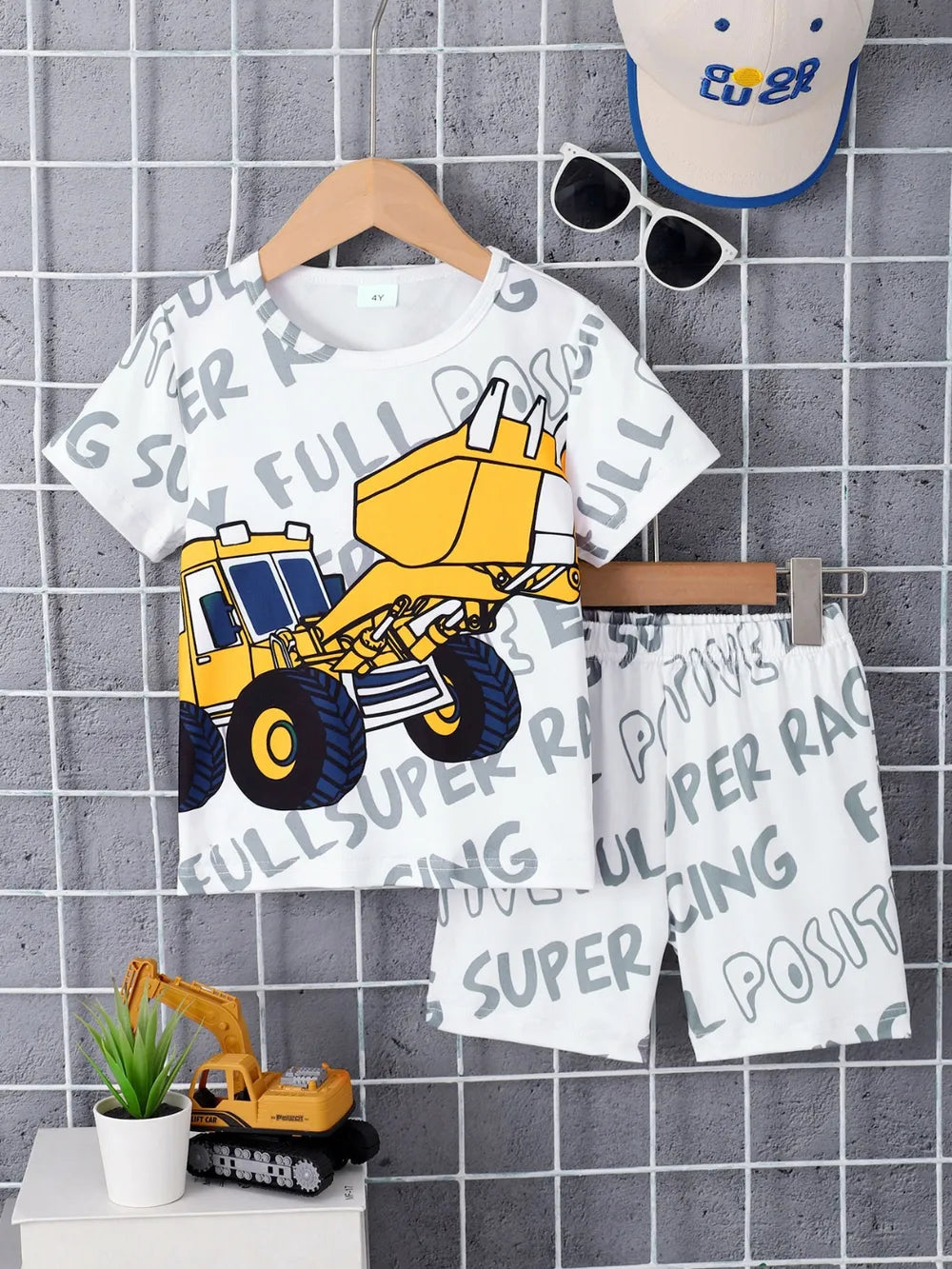 Children's Round Neck Cartoon Graphic T-Shirt and Shorts Set - Treasured Gift's & More