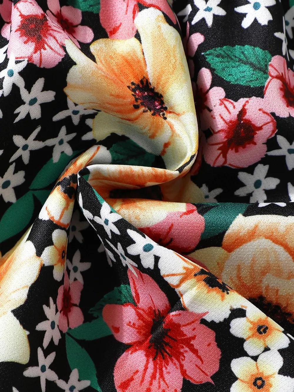 Children's Ruffled Bow Contrast Floral Dress with Headband - Treasured Gift's & More