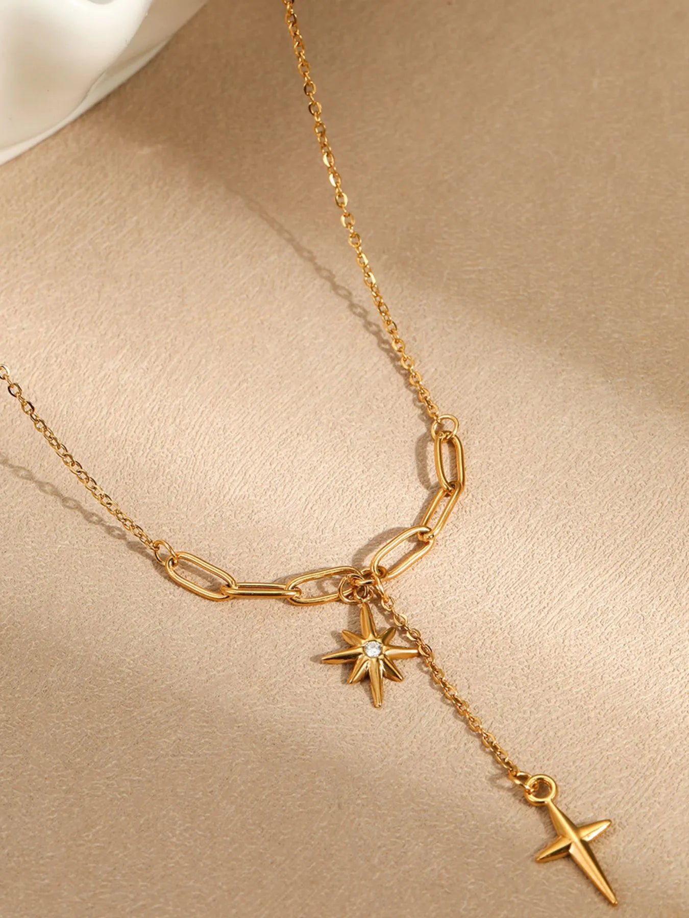 18K Gold-Plated Star Cross Pendant Necklace - Treasured Gift's & More