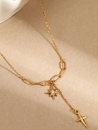 18K Gold-Plated Star Cross Pendant Necklace - Treasured Gift's & More