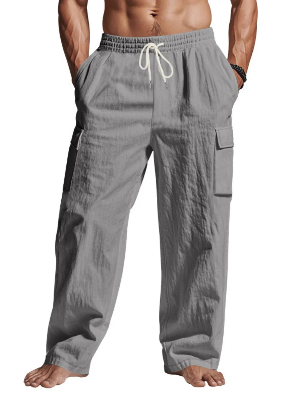 Men's Full Size Drawstring Pants with Pockets Plus Size - Treasured Gift's & More