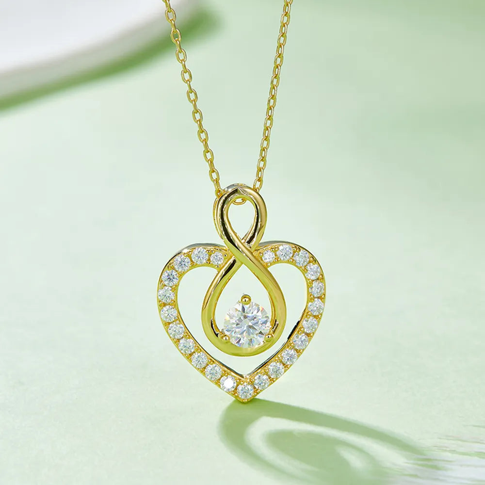 1 Carat Moissanite 925 Sterling Silver Heart Shape Necklace - Treasured Gift's & More