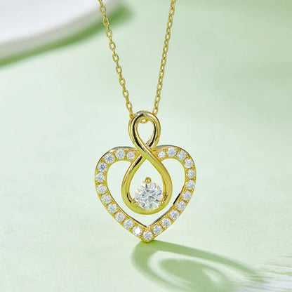 1 Carat Moissanite 925 Sterling Silver Heart Shape Necklace - Treasured Gift's & More