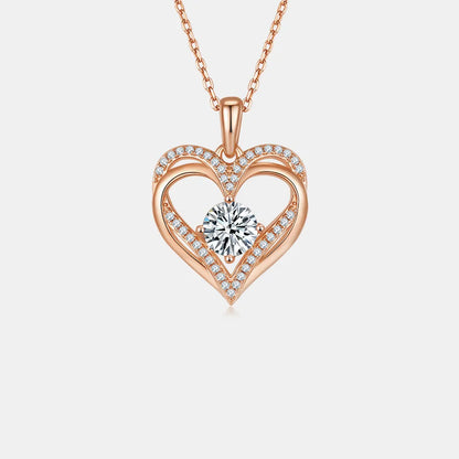 1.2 Carat Moissanite 925 Sterling Silver Heart Necklace - Treasured Gift's & More