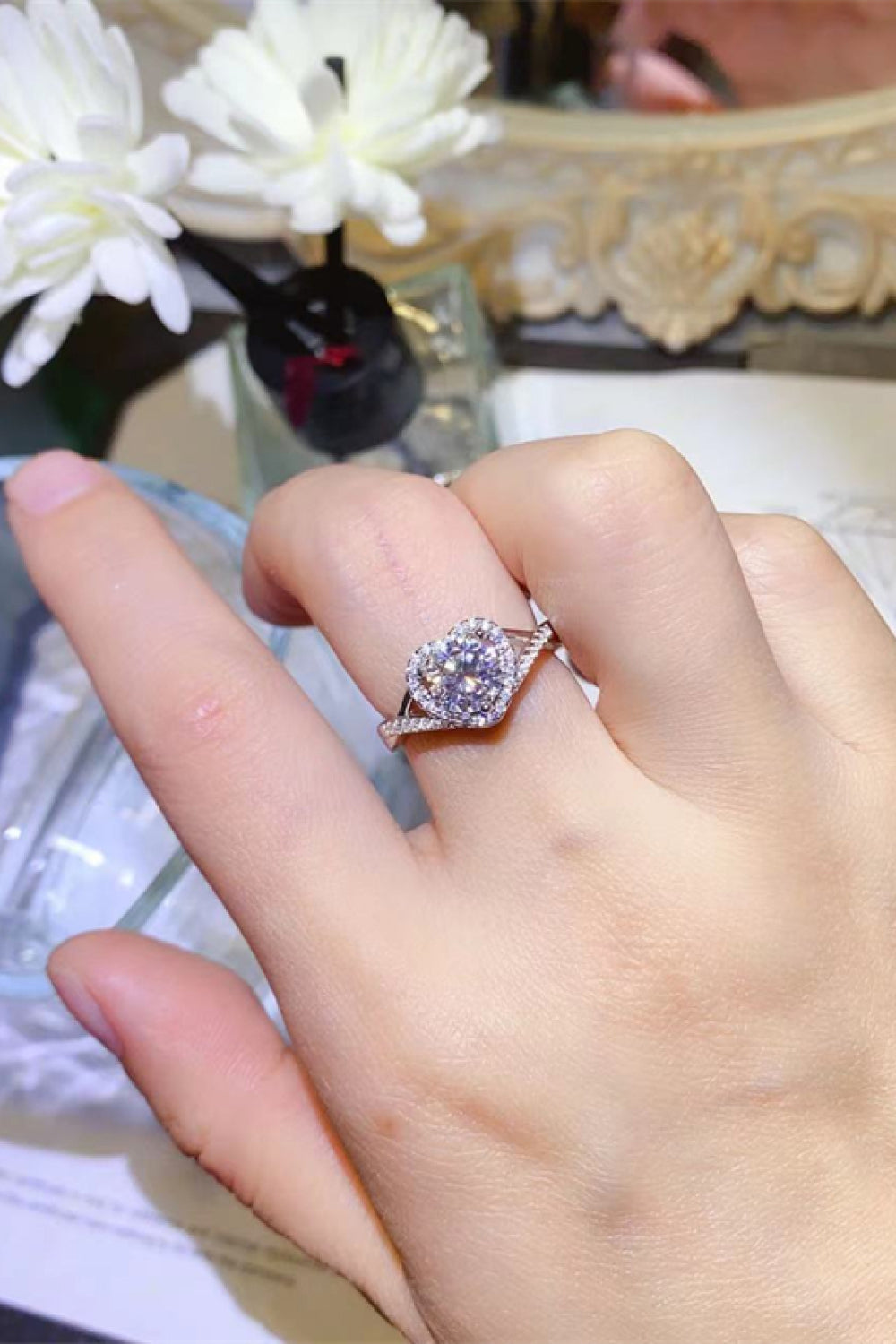 Adored 1 Carat Moissanite 925 Sterling Silver Heart Ring - Treasured Gift's & More
