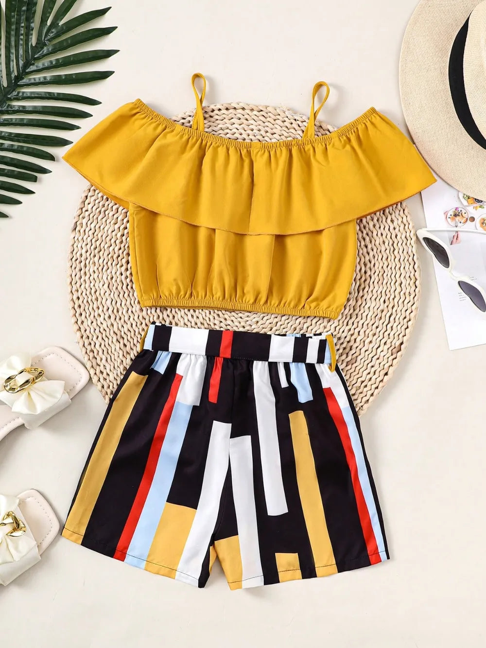 Children's Ruffled Spaghetti Strap Top and Pants Set - Treasured Gift's & More
