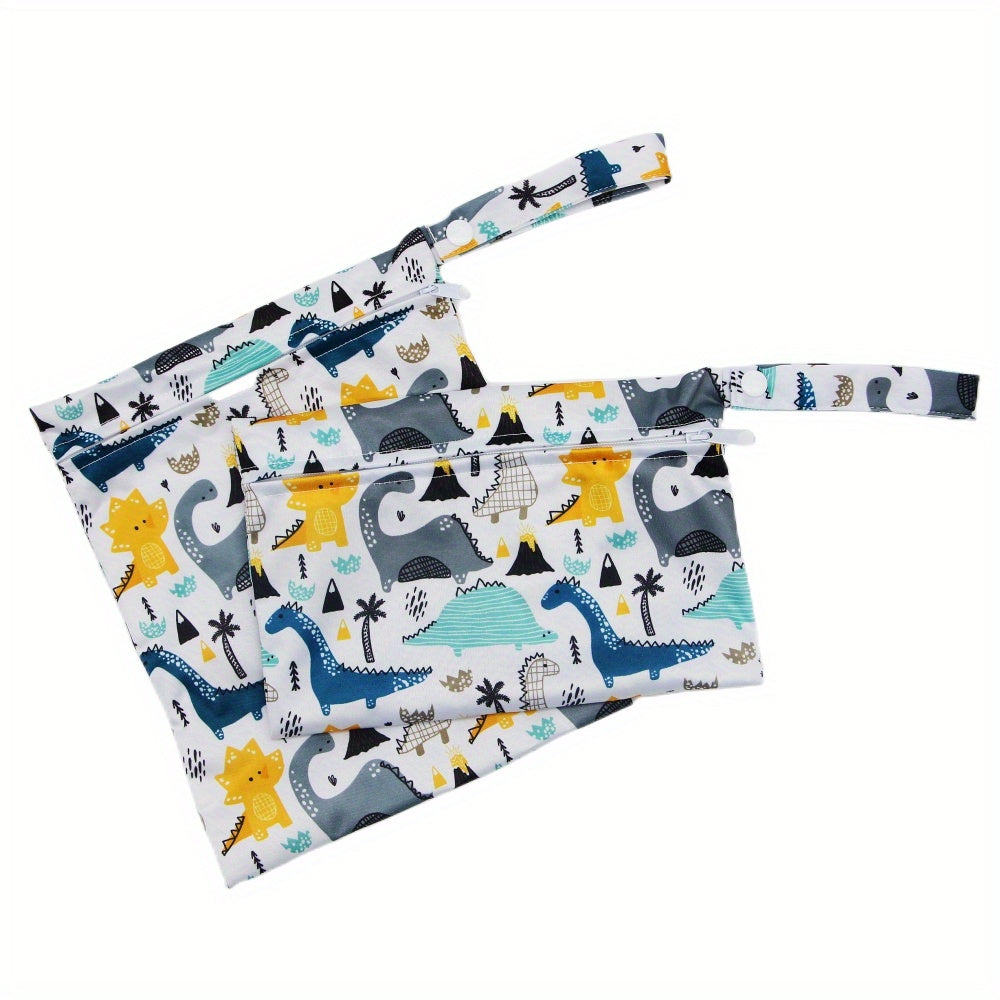 2 Pcs Durable Polyester Fiber Dinosaur Print Washable Bags