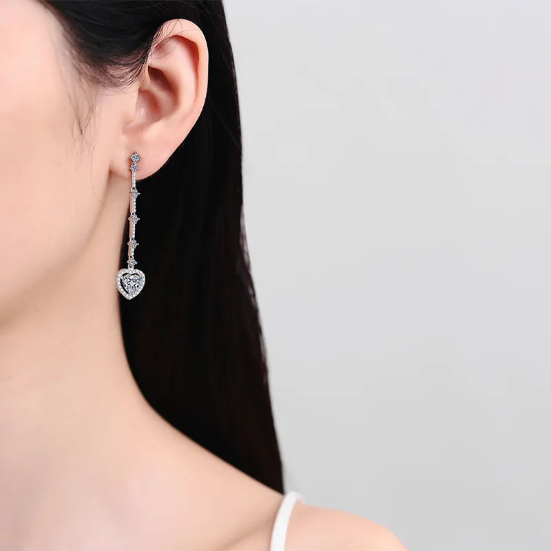 2 Carat Moissanite Zircon 925 Sterling Silver Heart Earrings - Treasured Gift's & More