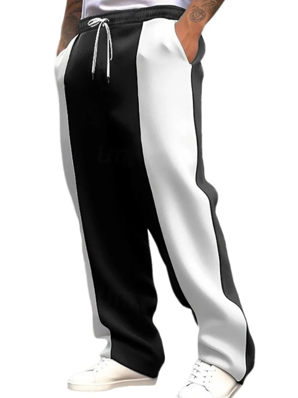 Men's Full Size Drawstring Contrast Pants Plus Size - Treasured Gift's & More