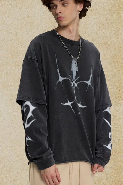 Men's Round Neck Long Sleeve Oversized T-Shirt - Treasured Gift's & More