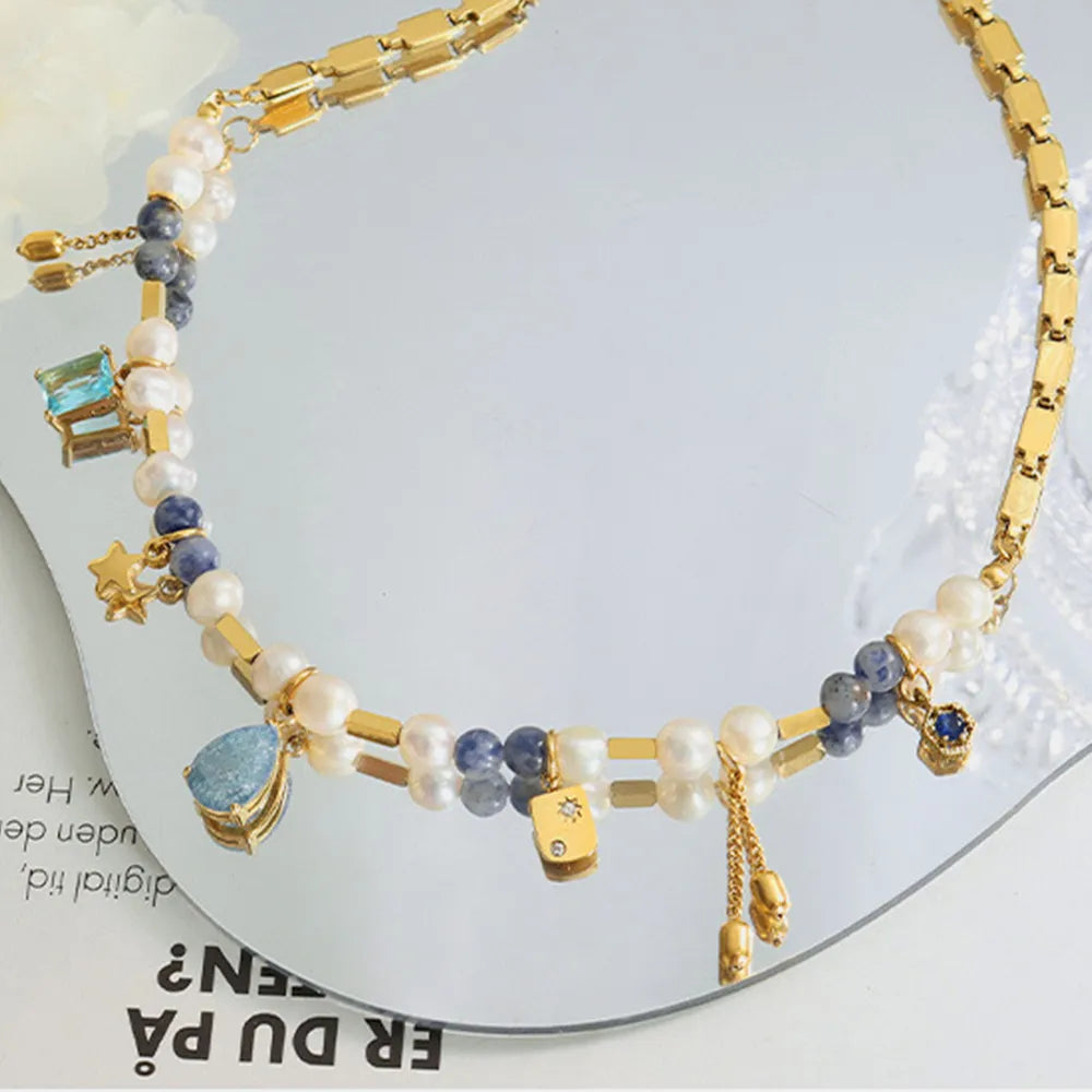 18K Gold-Plated Beaded Charm Necklace - Treasured Gift's & More