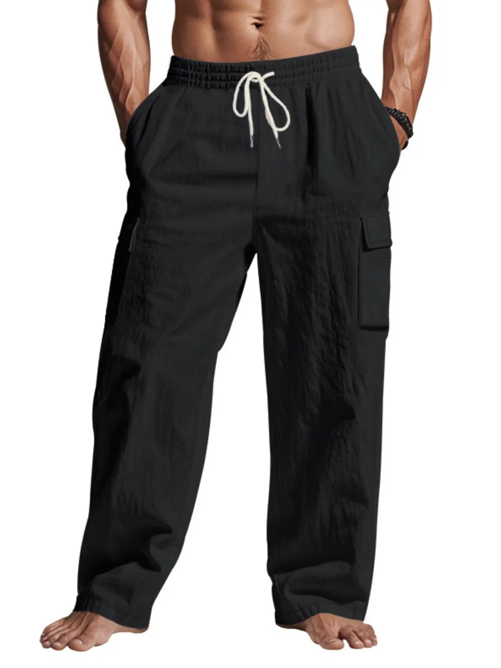 Men's Full Size Drawstring Pants with Pockets Plus Size - Treasured Gift's & More