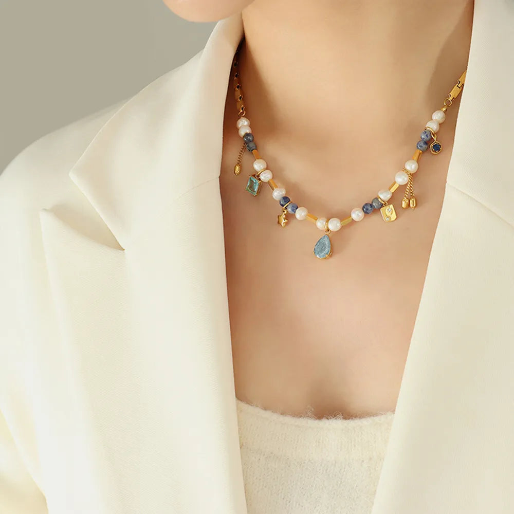 18K Gold-Plated Beaded Charm Necklace - Treasured Gift's & More