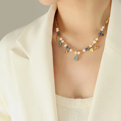18K Gold-Plated Beaded Charm Necklace - Treasured Gift's & More