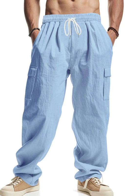 Men's Full Size Drawstring Pants with Pockets Plus Size - Treasured Gift's & More