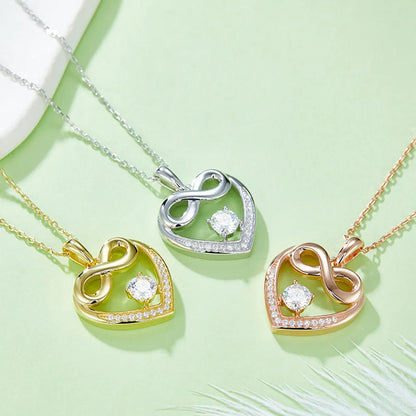 Moissanite 925 Sterling Silver Heart Necklace - Treasured Gift's & More