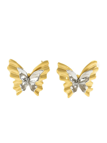 Two-Tone Stainless Steel Butterfly Earrings - Treasured Gift's & More