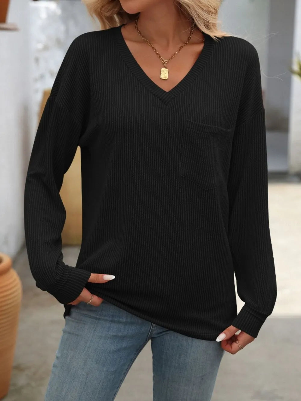 Mandy V-Neck Long Sleeve T-Shirt - Treasured Gift's & More