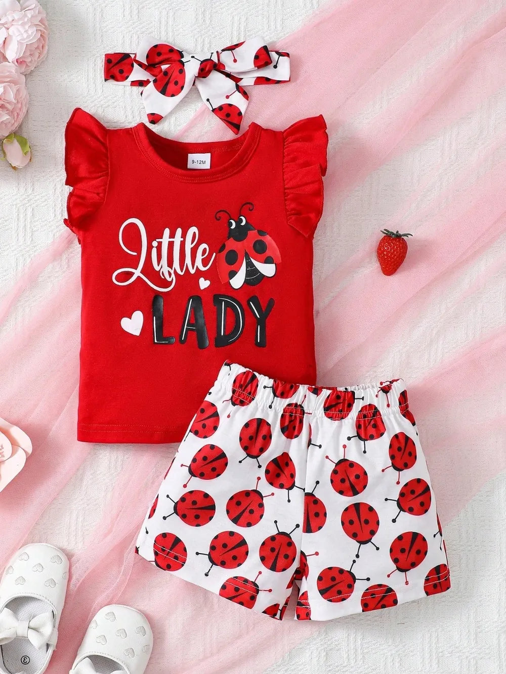 Children's Headband, Round Neck Ruffle Sleeve Top and Pants Set - Treasured Gift's & More