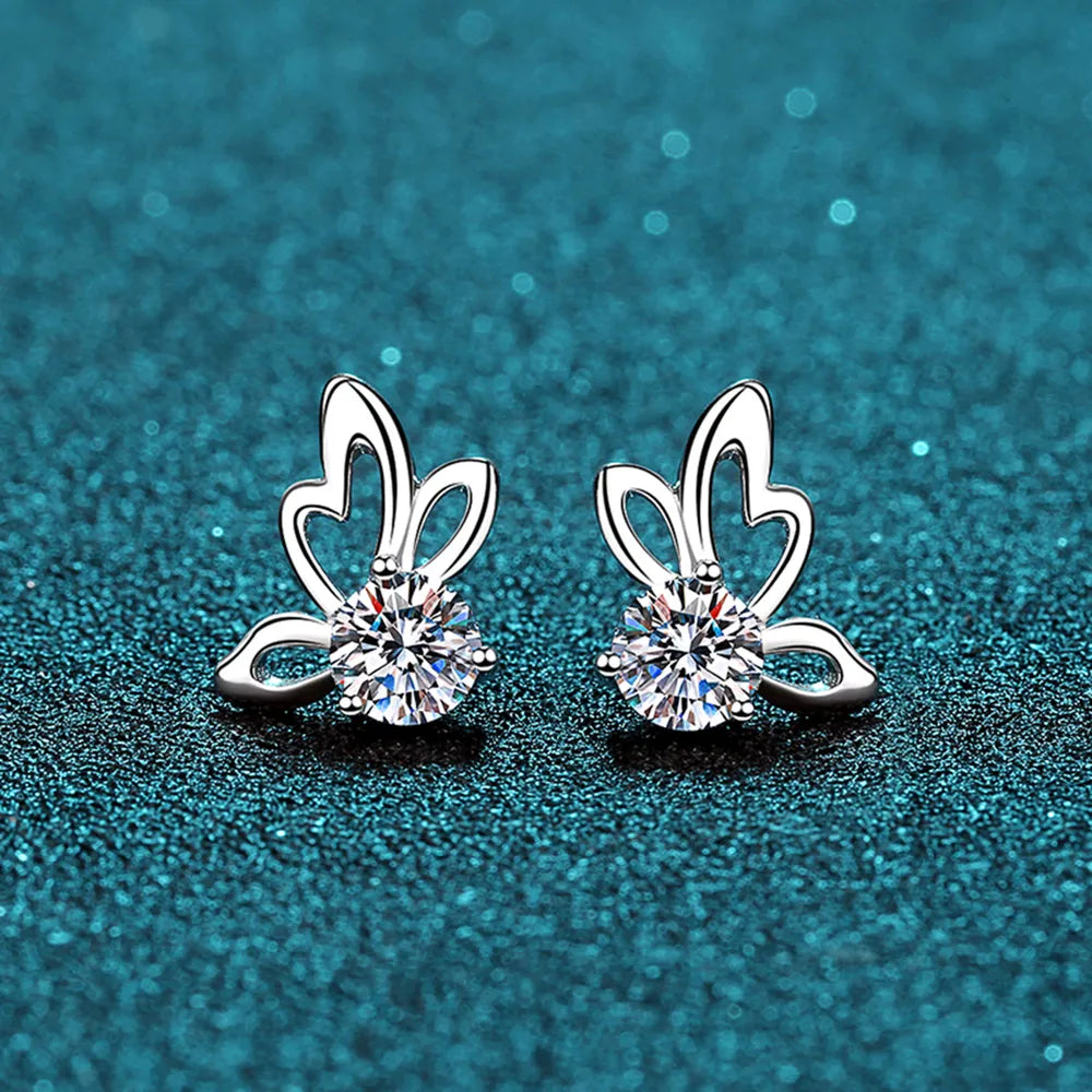 1 Carat Moissanite Butterfly Shape Earrings - Treasured Gift's & More