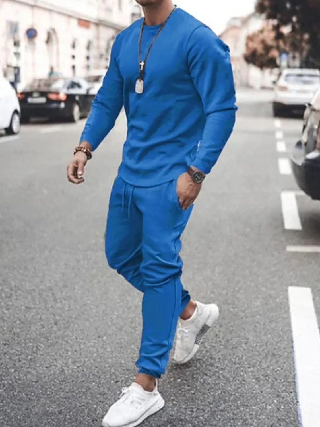 Men's Full Size Round Neck Long Sleeve Top and Pants Set Plus Size - Treasured Gift's & More