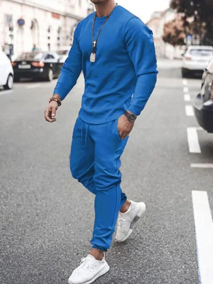 Men's Full Size Round Neck Long Sleeve Top and Pants Set Plus Size - Treasured Gift's & More